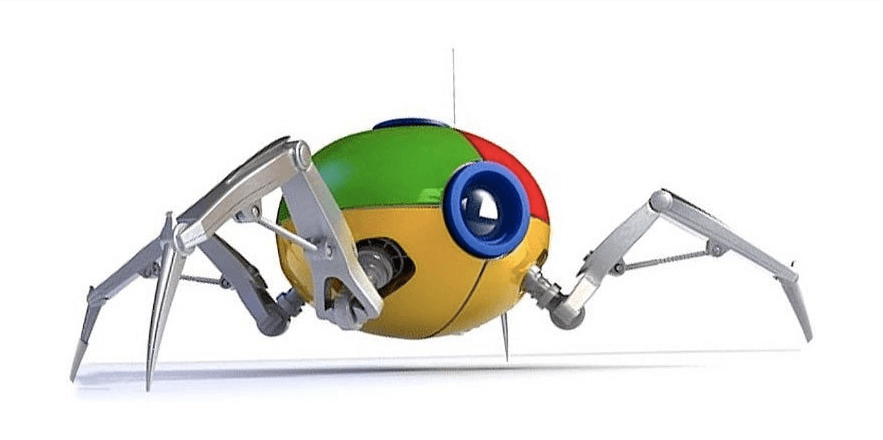 bot do google com o logo do buscador com perninhas que lembram uma spider (aranha)