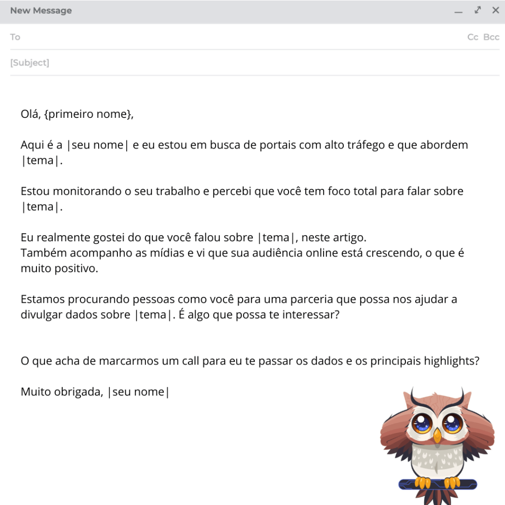 modelo de template de email para entrar em contato com influenciador digital