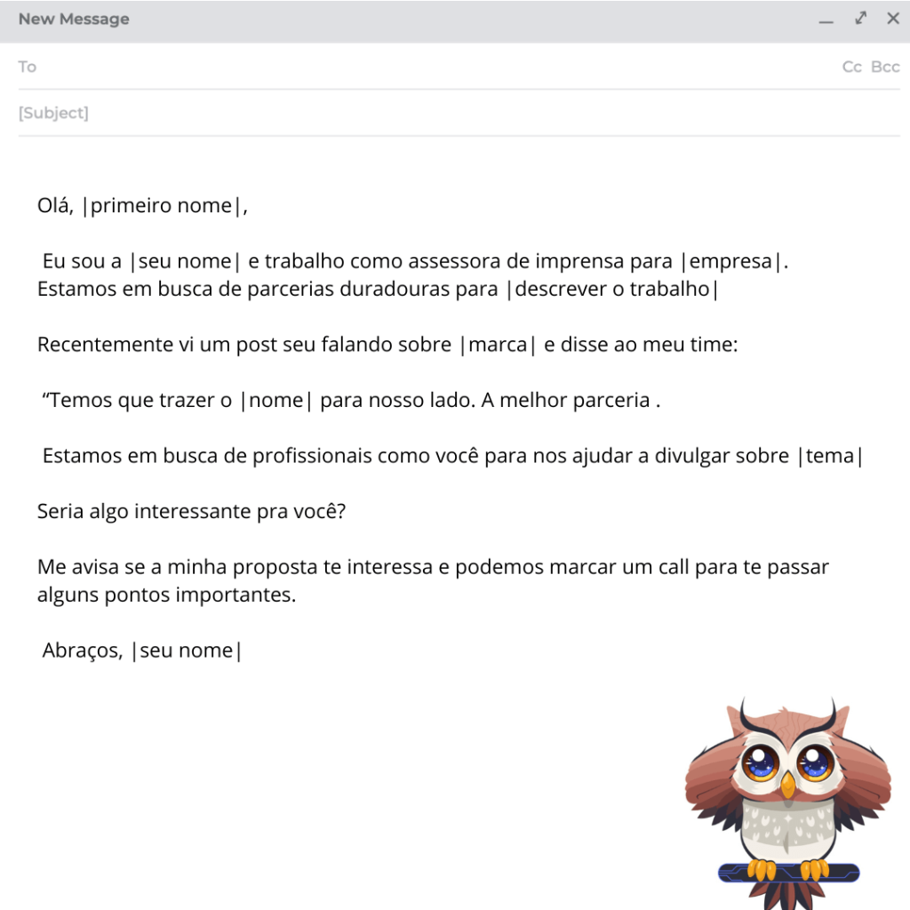 template de email para convidar influencer digital a ser advogado de marca