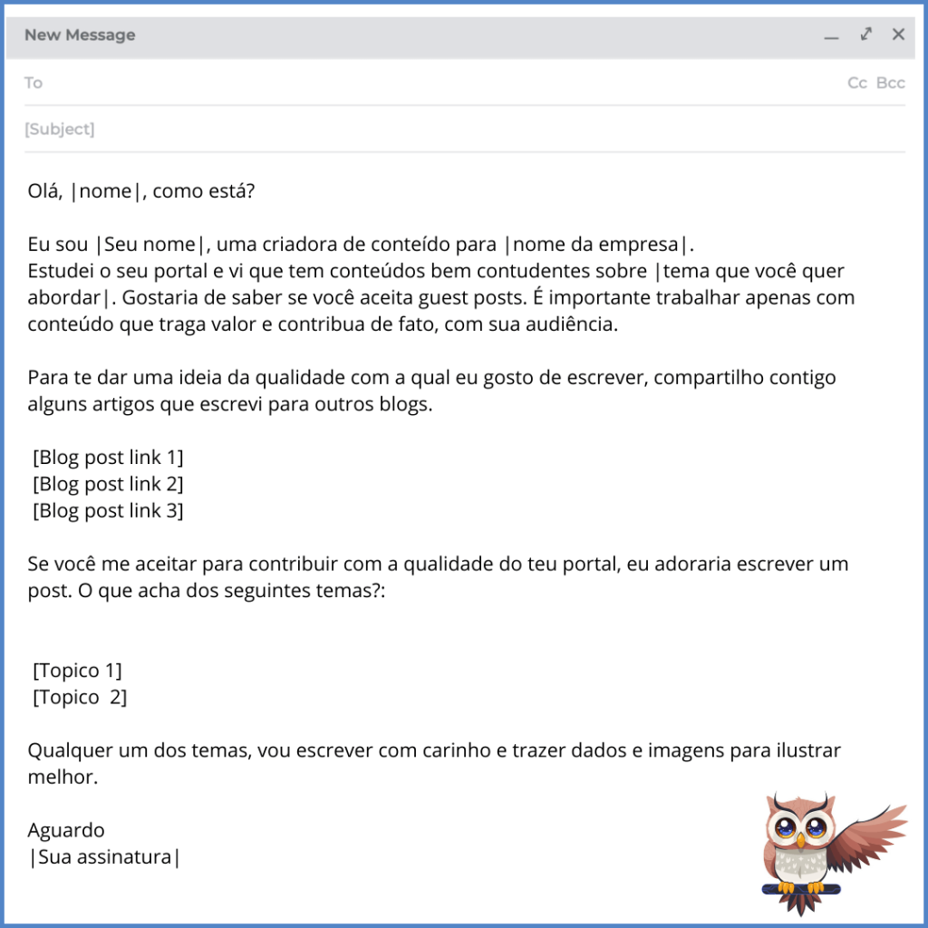 template para guest post com pedido de contribuição e indicação de temas para o blogueiro escolher