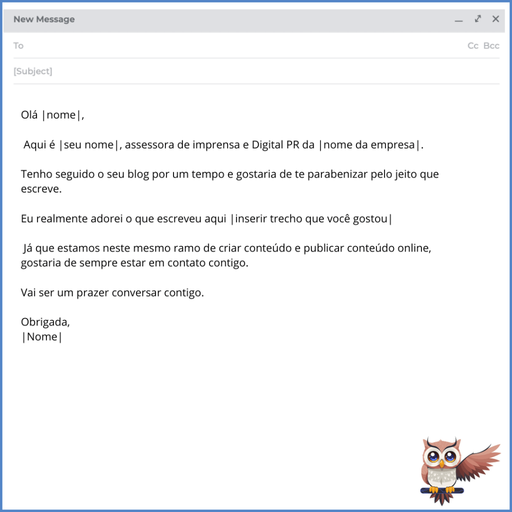 template de aproximação com blogueiro sem pedir nada