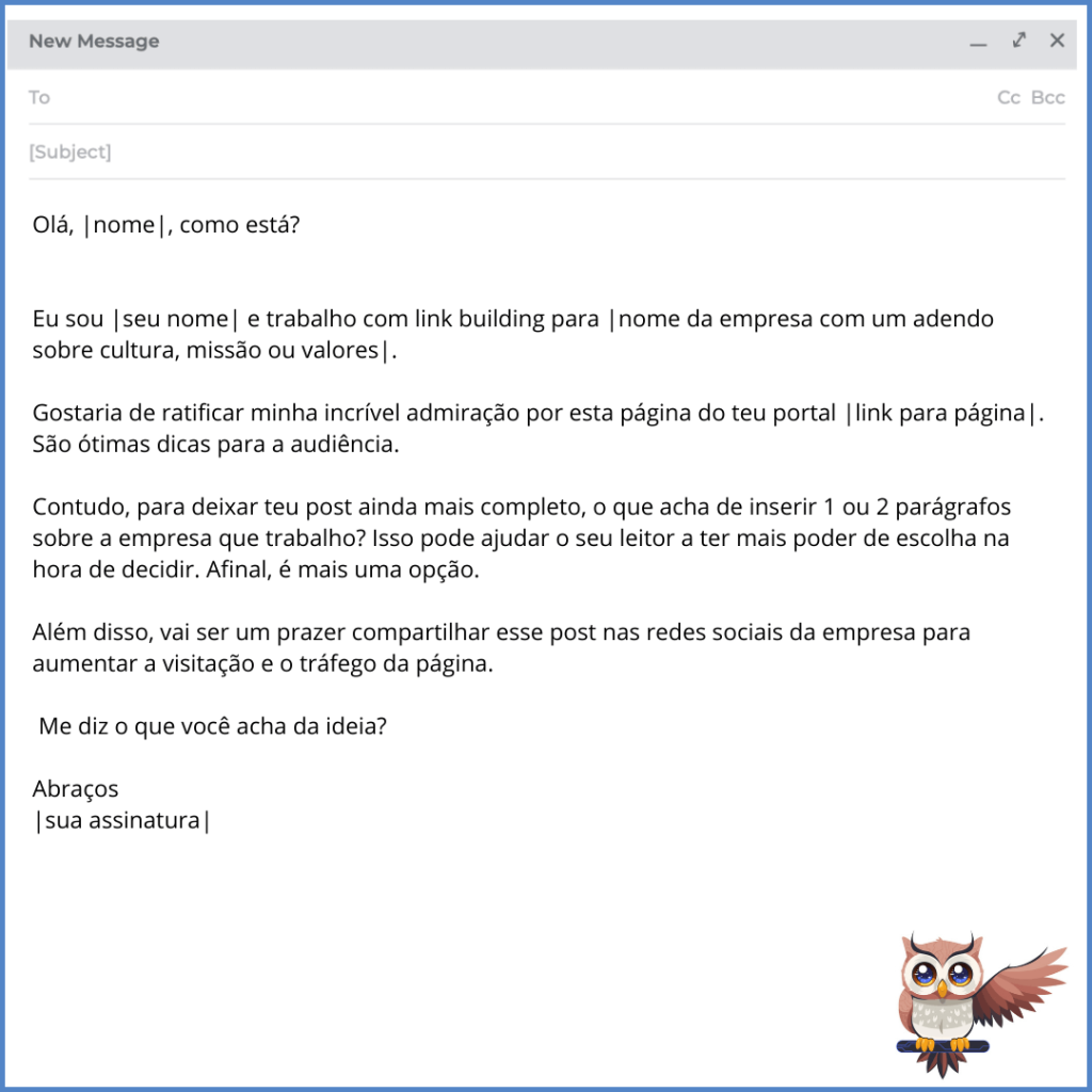 template de outreach para conseguir links com wishlist