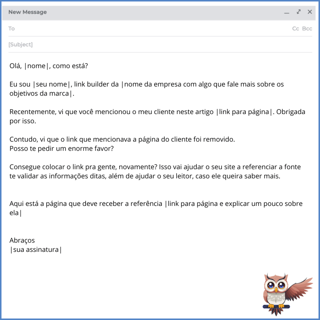 template com modelo de email para menção à marca