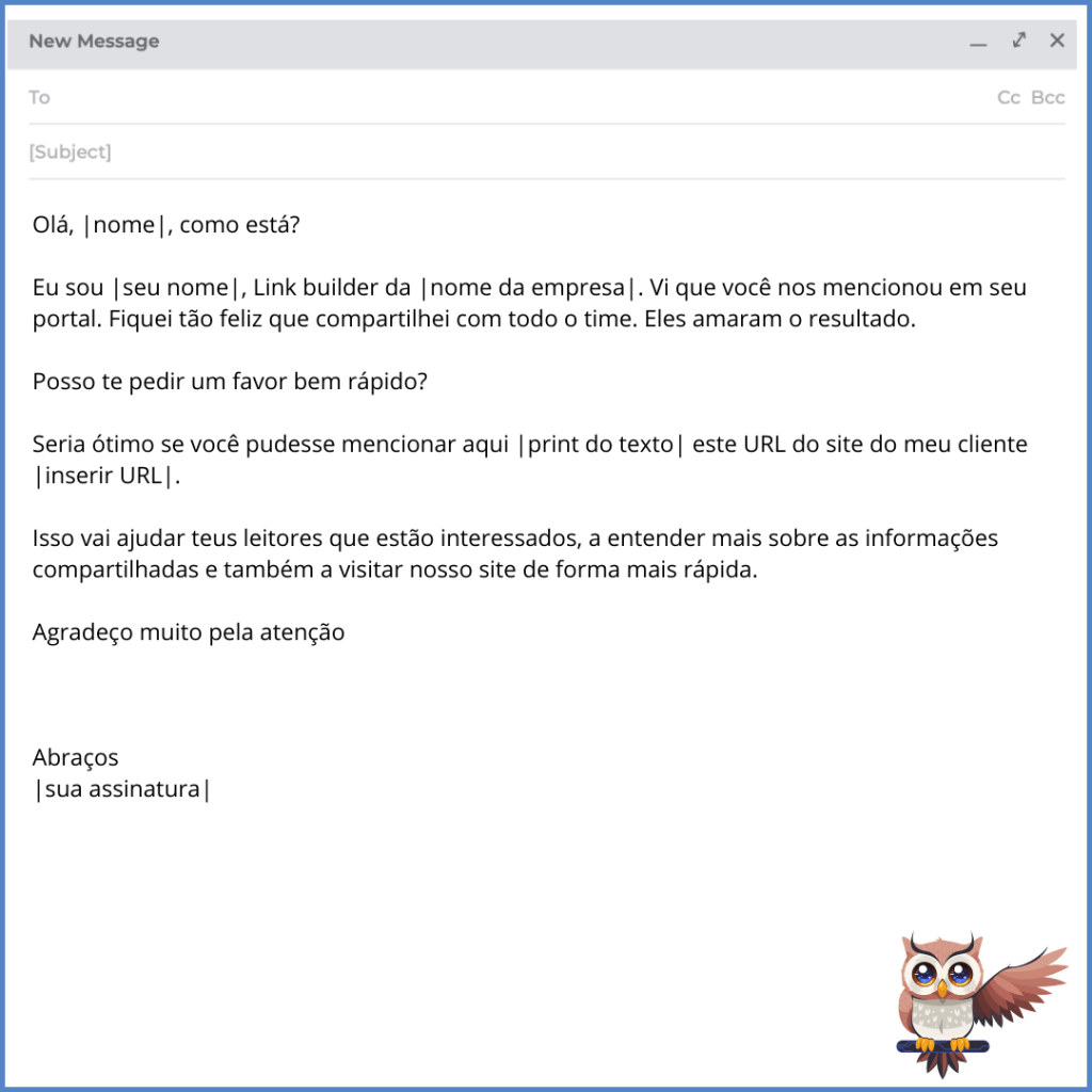 template de outreach para menção à marca de forma rápida