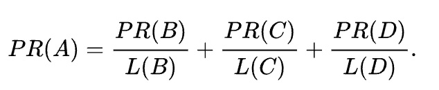 Fórmula para calcular o PageRank.
