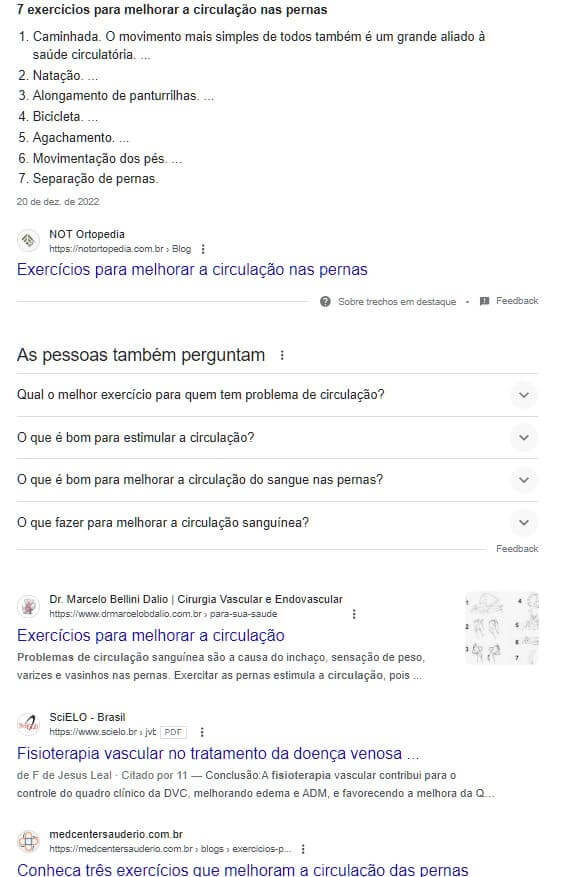 Exemplo de SERP para descrever uma etapa da técnica Skyscraper.