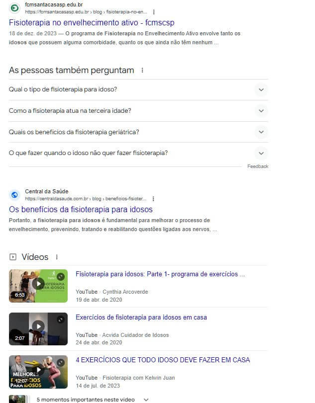 Exemplo de SERP do Google.