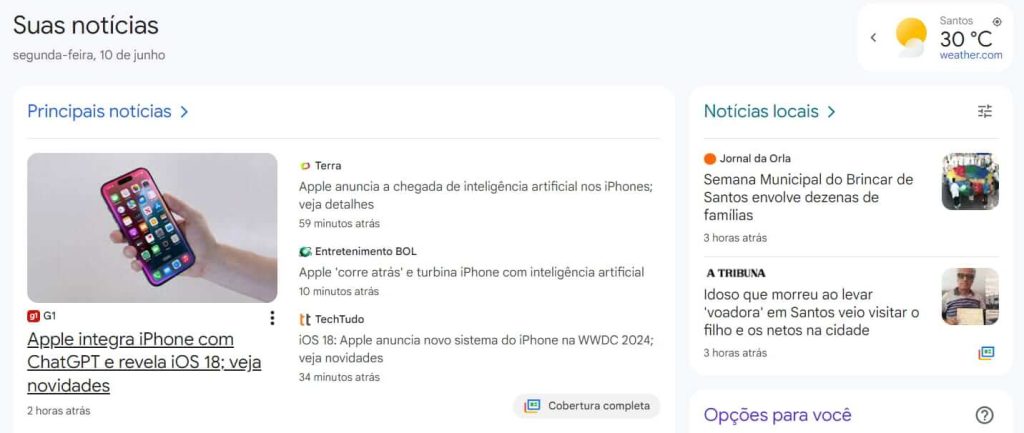 Print da SERP do Google.