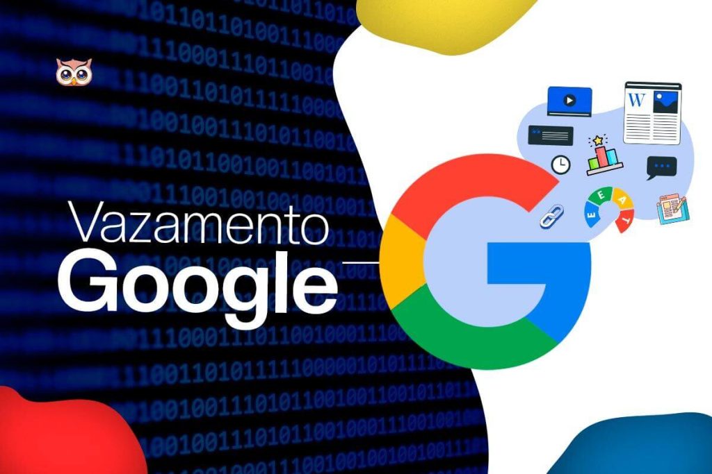 Ilustração com grafismos coloridos ao redor do título "Vazamento do Google"
