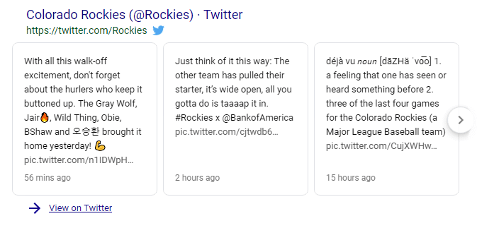 print de tweets que foram otimizados em seo para redes sociais aparecendo na serp do google