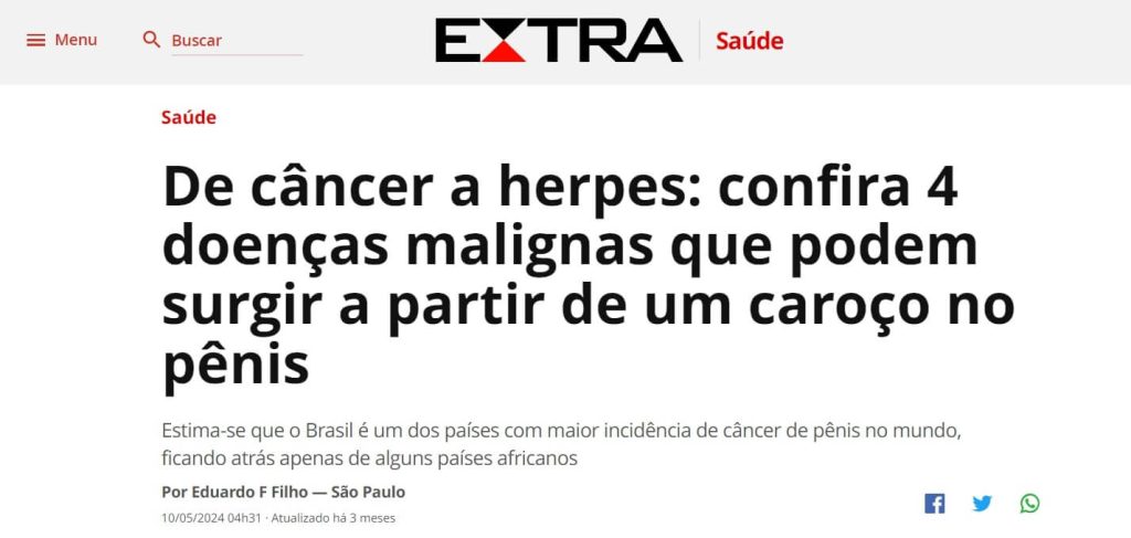 Print da matéria publicada no Jornal Extra.