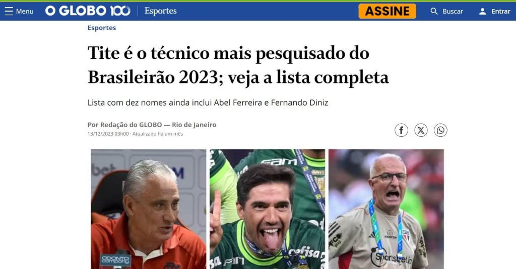 Print da matéria publicada no Jornal O Globo.