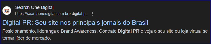 print da tela da search one digital em primeiro lugar no google pelo blogpost de digital pr
