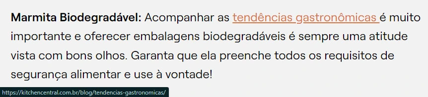 print sobre links internos de um site que fala sobre marmita biodegradável