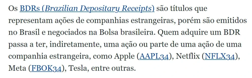 print de um dos links internos de uma página sobre BDRs
