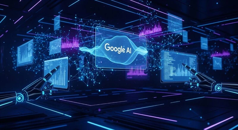 representação de robôs gerando resultados de IA do Google