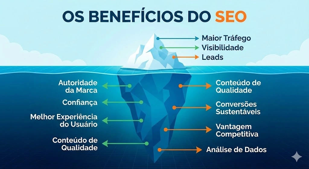 imagem ilustrativa dos benefícios do seo, para quem busca entender se vale a pena investir em seo