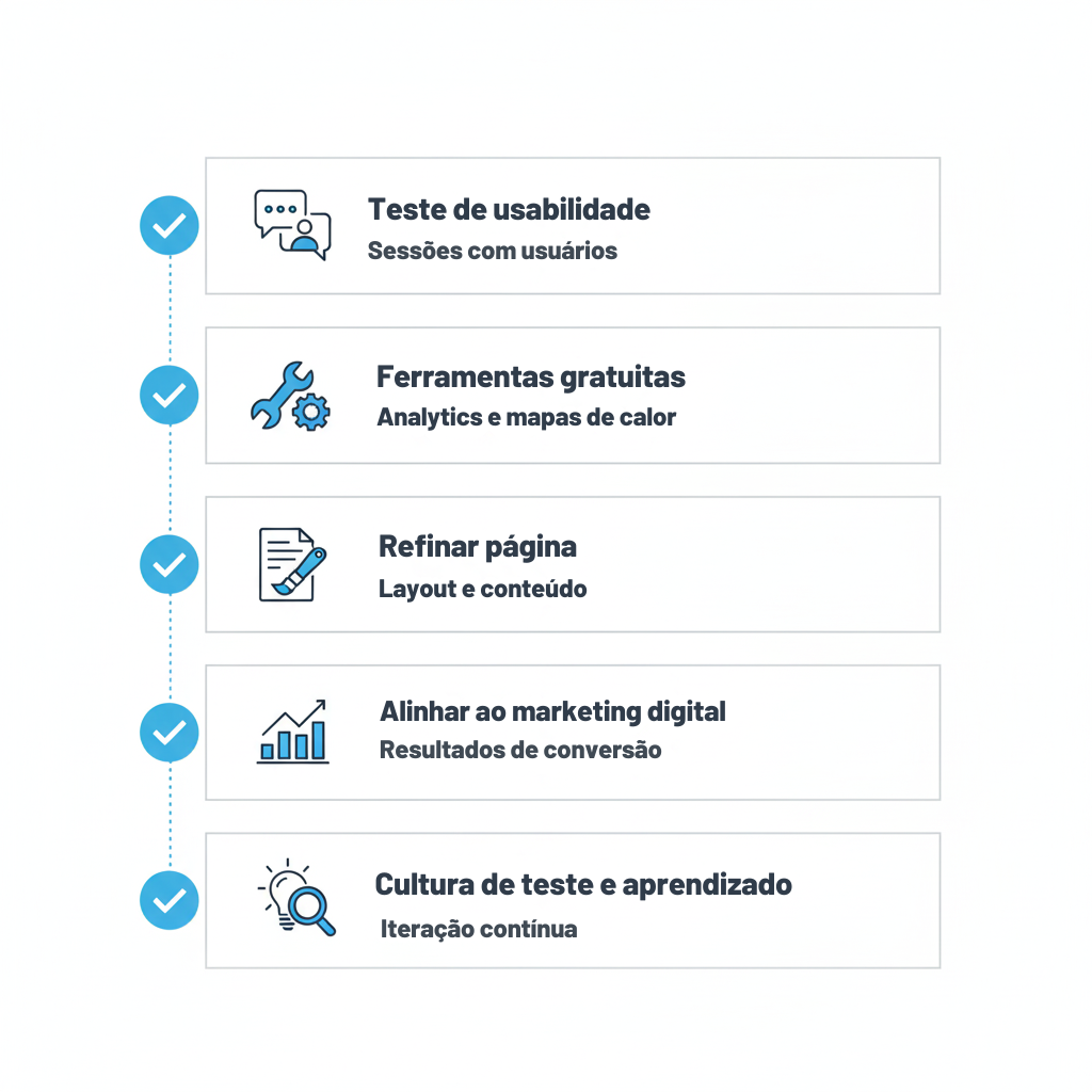 Checklist com passos práticos para aplicar UX Research no marketing digital.